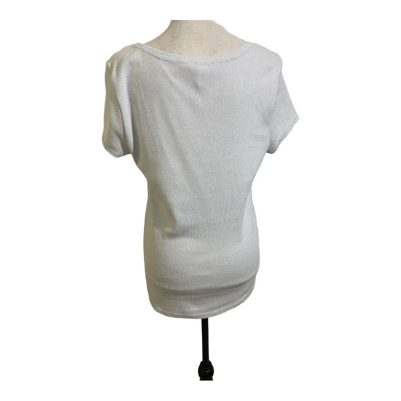 White House black market fitted ribbed round neckline white with glitter… - Picture 5 of 9